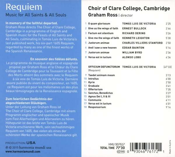 Requiem - Music for All Saints & All Souls: Victoria, Leighto,n Stanford, Byrd, Lobo, - slide-1