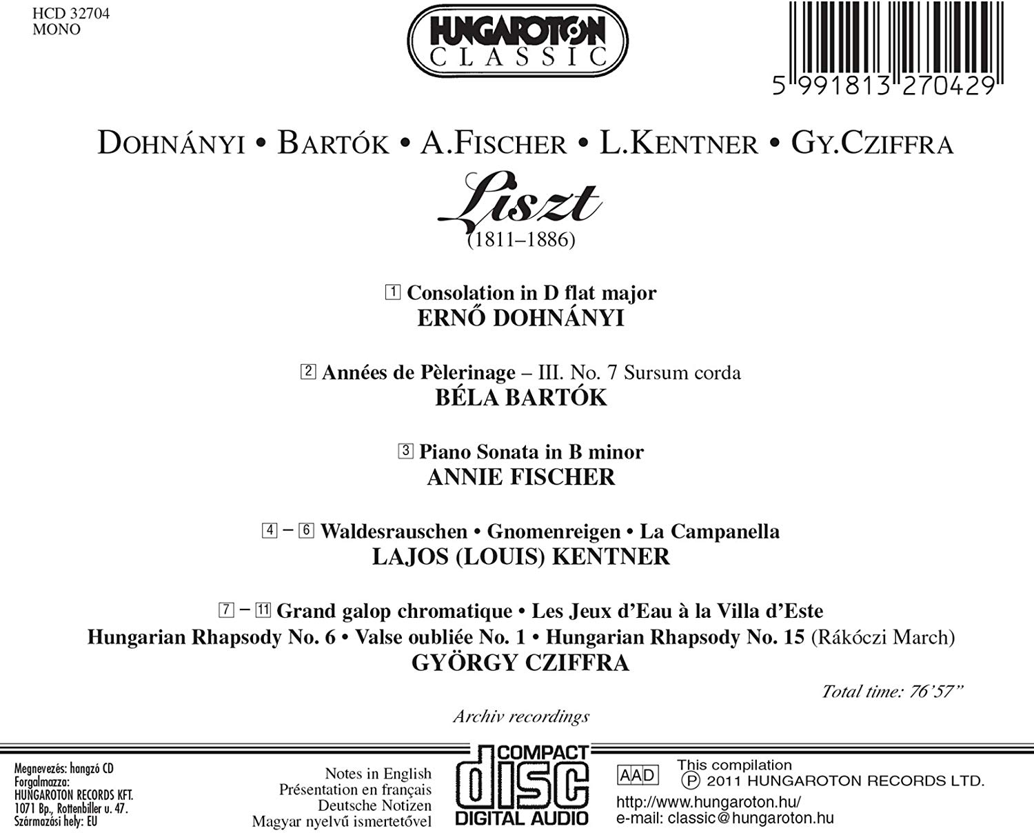 Dohnányi, Bartók, A. Fischer, L. Kentner, Cziffra play Liszt - slide-1