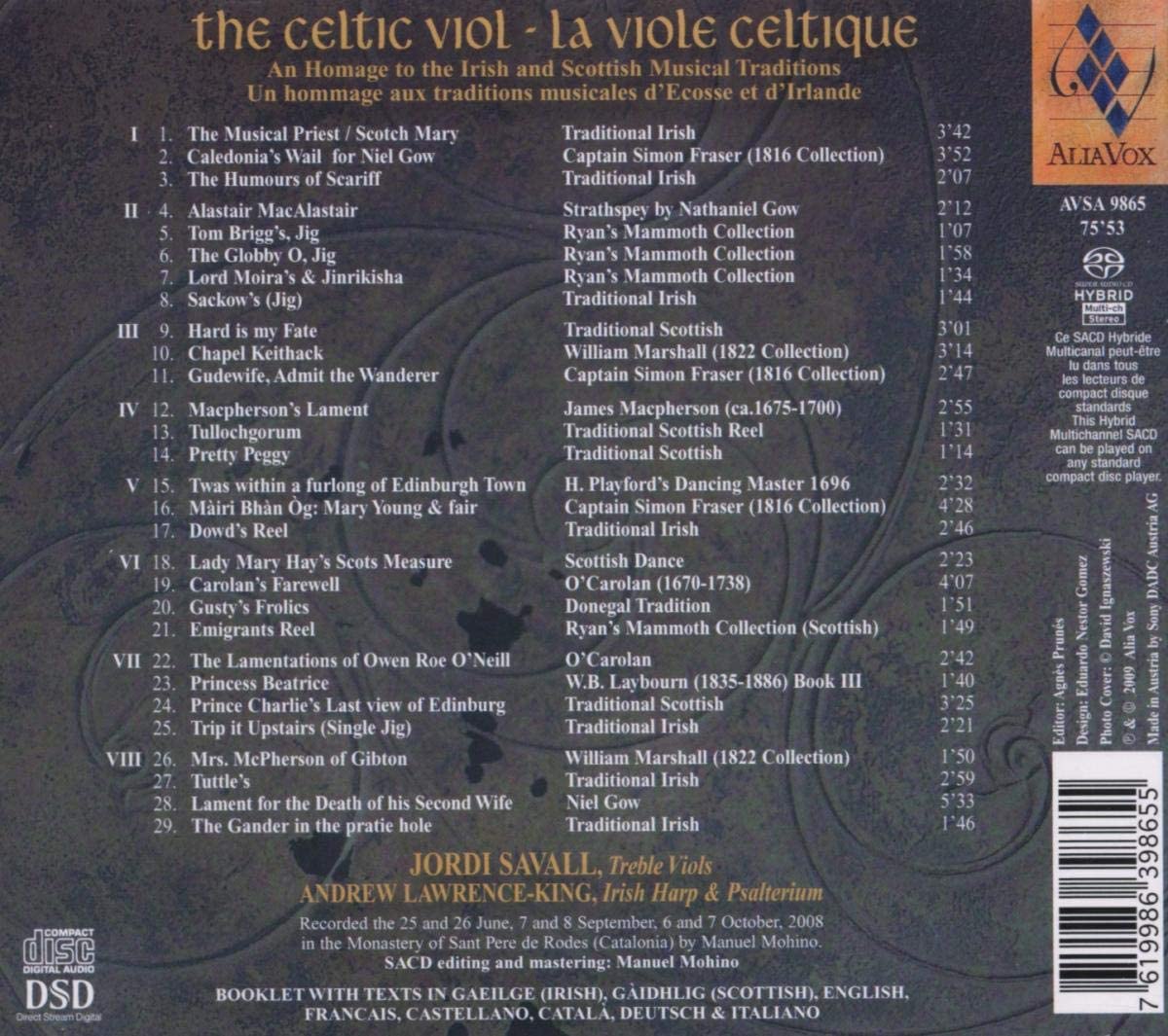 The Celtic Viol - Airs and Dances by O'Carolan, Simon Fraser, Niel Gow, James Macpherson, William Marshall and Traditional Irish & Scottish SACD - slide-1