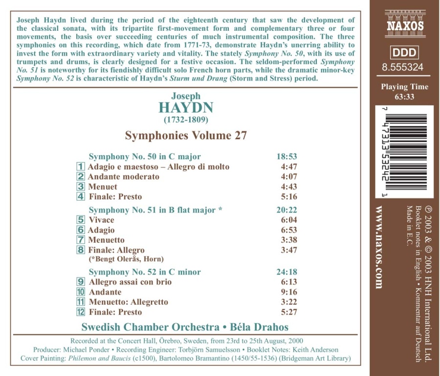 HAYDN: Symphonies, Vol. 27 - Nos. 50, 51, 52 - slide-1