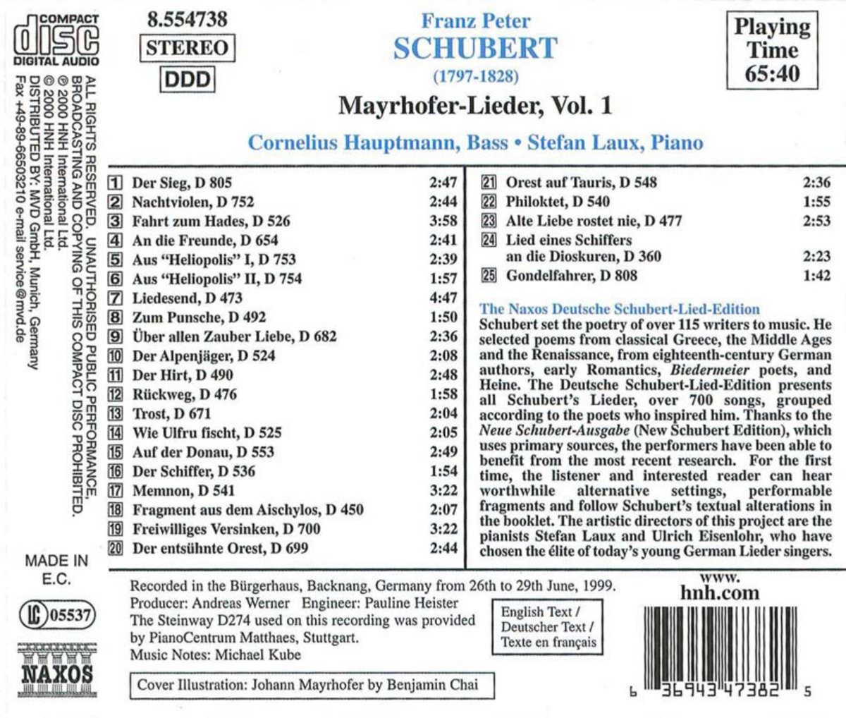 SCHUBERT: Mayrhofer - Lider vol. 1 - slide-1