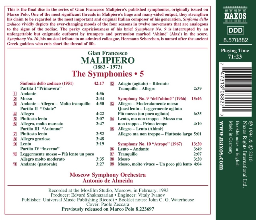 Malipiero: Symphonies Nos. 9 & 10, Sinfonia dello Zodiaco - slide-1
