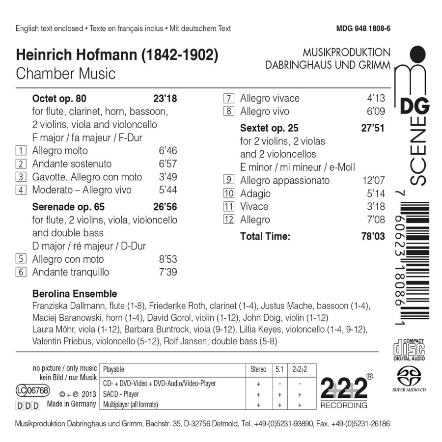 Heinrich Hofmann: Octet op. 80, Serenade op. 65, Sextet op. 25 - slide-1