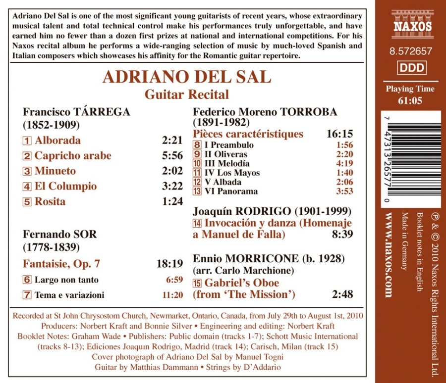 Guitar Recital - Adriano Del Sal: TÁRREGA / SOR / TORROBA / RODRIGO / MORRICONE - slide-1