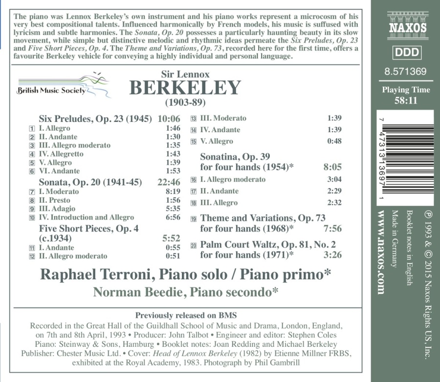 Berkeley: Music for Solo Piano and Piano Duet - slide-1