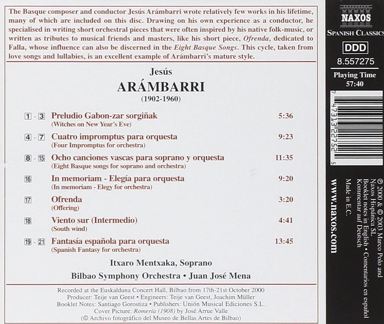 ARAMBARRI: Eight Basque Songs - slide-1