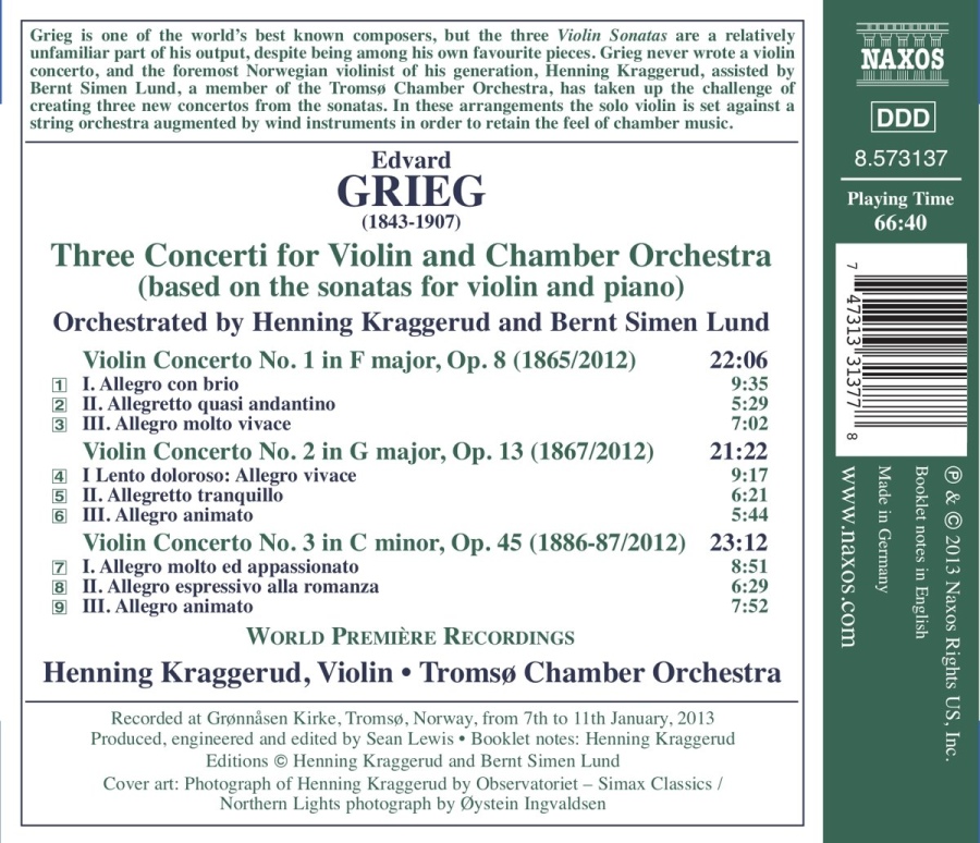 Grieg: Three Concerti for Violin and Chamber Orchestra - slide-1