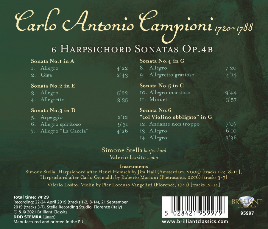 Campioni: 6 Harpsichord Sonatas Op. 4B - slide-1