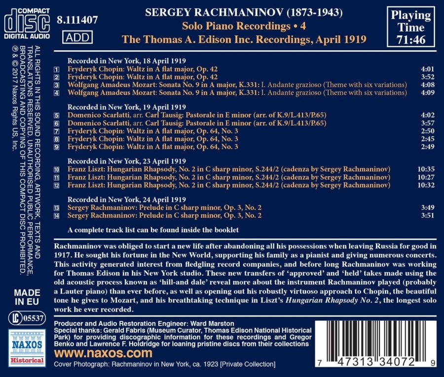 Rachmaninov: Piano Solo Recordings Vol. 4 - The Edison Recordings - slide-1
