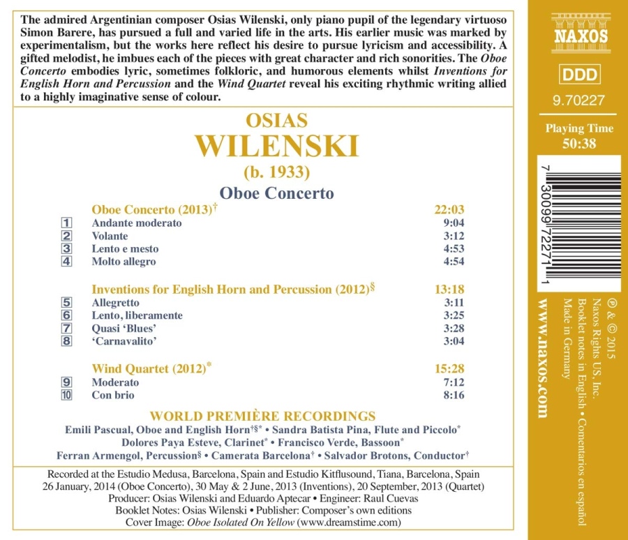 Wilenski: Oboe Concerto Inventions Wind Quartet - slide-1
