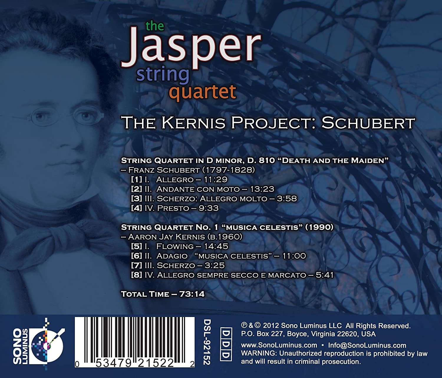 Schubert: String Quartet “Death and the Maiden”, Aaron Jay Kernis: String Quartet No. 1 “Musica Celestis” - slide-1