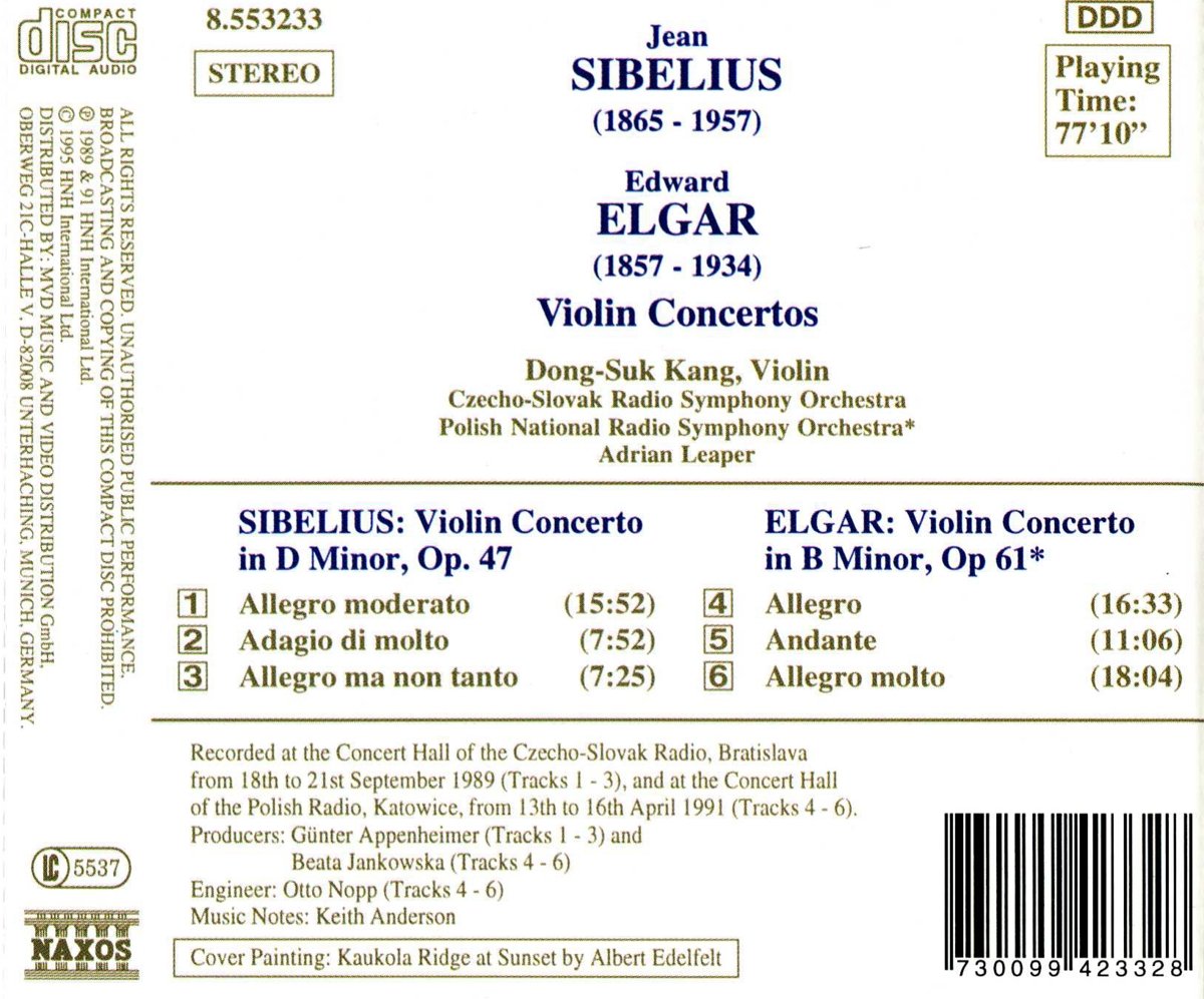 SIBELIUS / ELGAR: Violin Concertos - slide-1