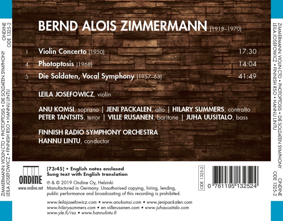 Zimmermann: Violin Concerto; Photoptosis; Die Soldaten Vocal Symphony - slide-1