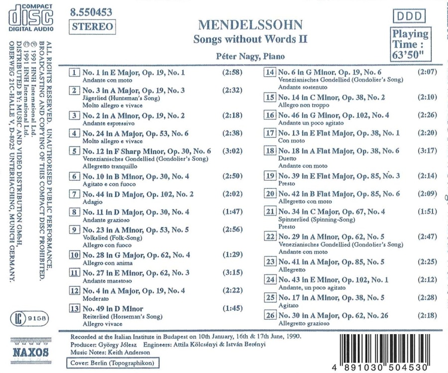 Mendelssohn: Songs without Words, Vol. 2 - slide-1
