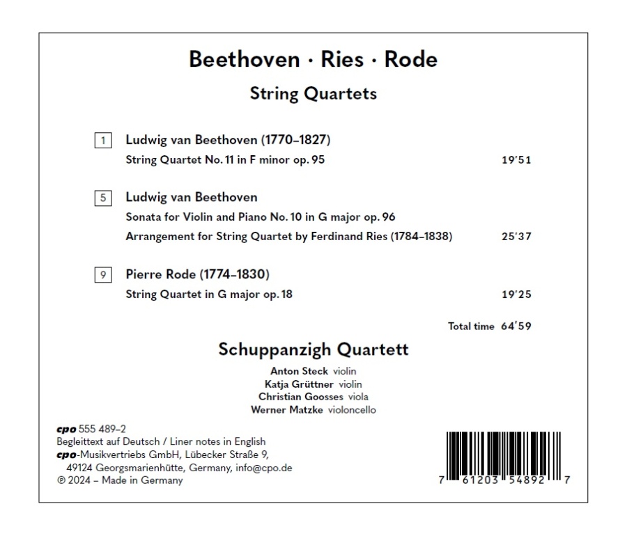 Beethoven; Ries; Rode: String Quartets - slide-1