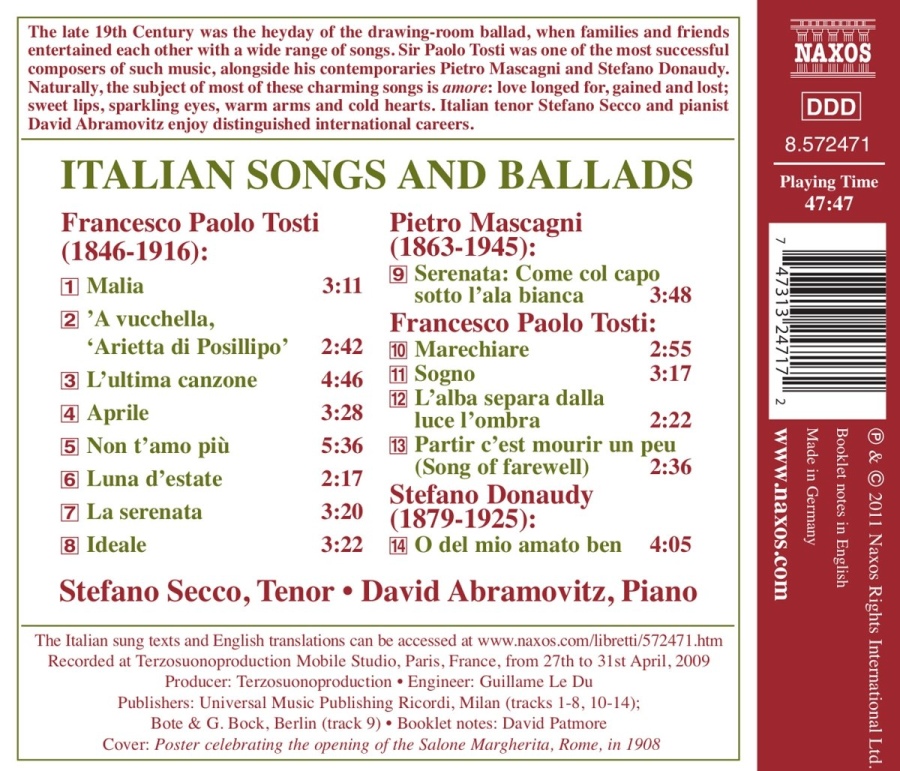 Italian Songs and Ballads - TOSTI, MASCAGNI, DONAUDY - slide-1