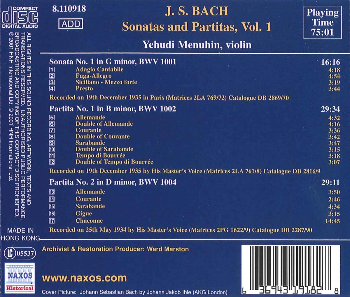 Bach: Sonatas and Partitas vol. 1 - slide-1