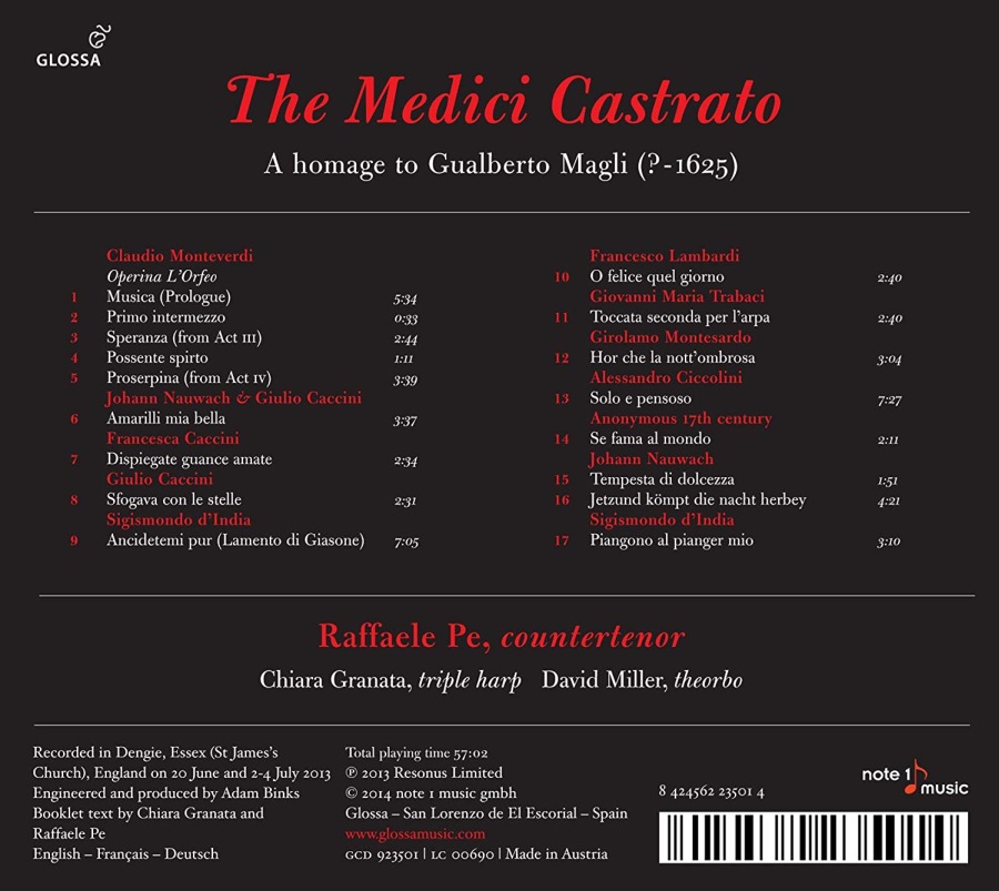 The Medici Castrato – Monteverdi, Nauwach, Caccini, D'India, Trabaci - slide-1