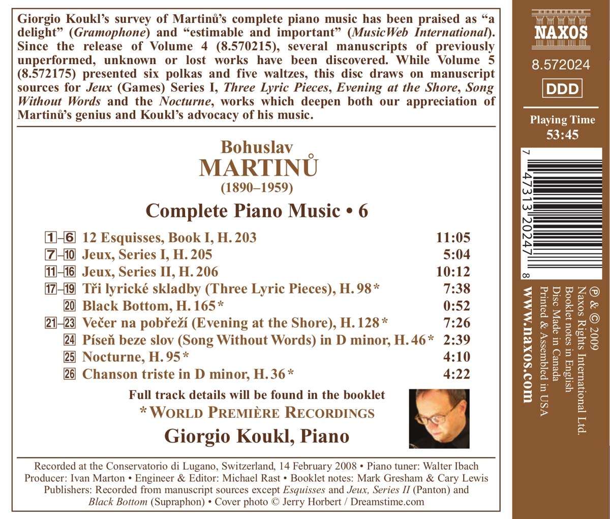 MARTINU: Complete piano music vol. 6 - slide-1