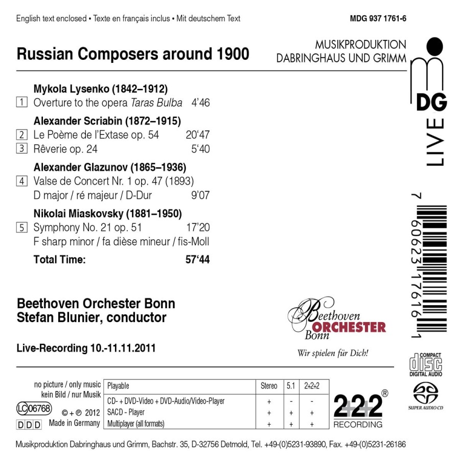 Glazunov: Concert Waltz No. 1, Lysenko: Overture to "Taras Bulba", Miaskovsky: Symphony No. 21, Scriabin - slide-1
