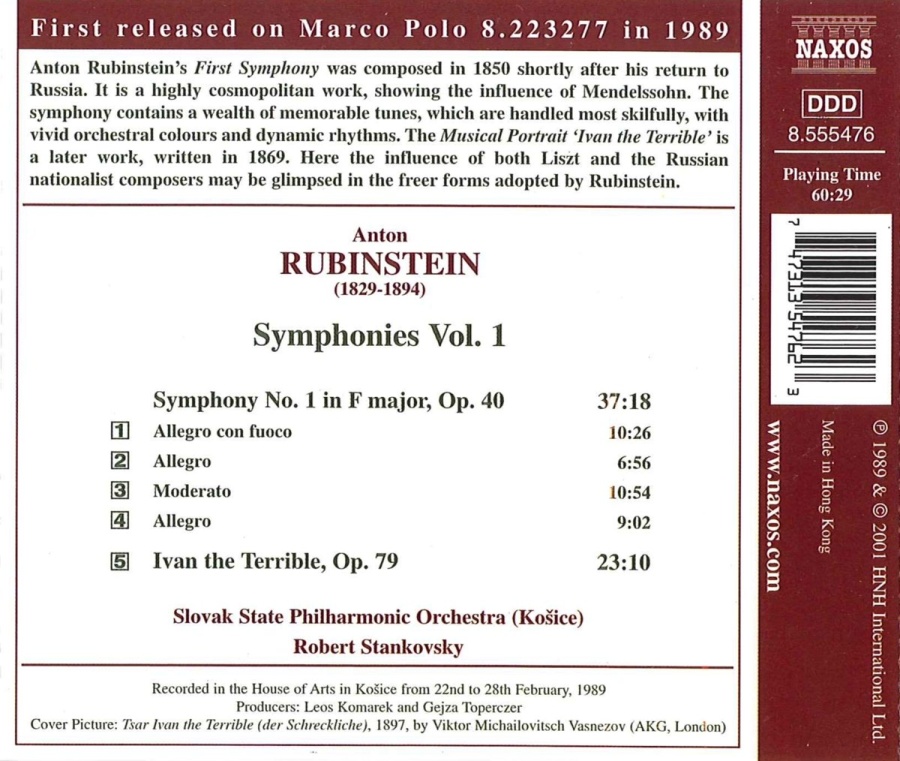 RUBINSTEIN: Symphony No. 1,  Ivan the Terrible - slide-1