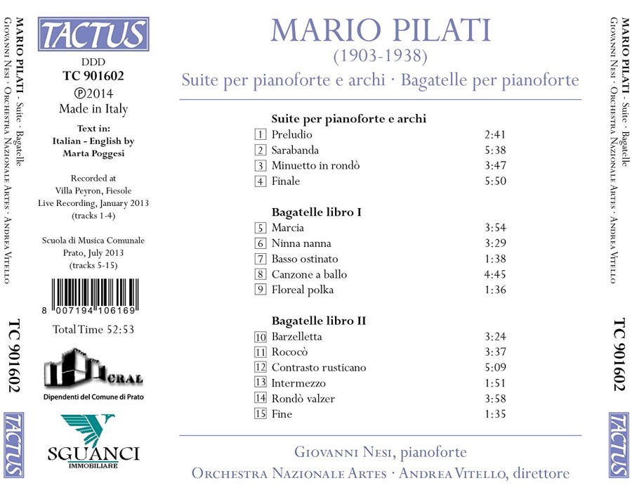 Pilati: Suite per pianoforte e archi,  Bagatelle per pianoforte - slide-1