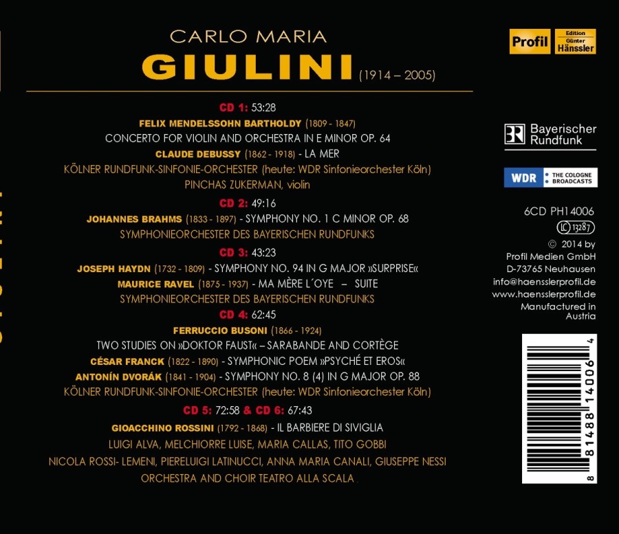 Giulini Anniversary Edition – Haydn,Mendelssohn Brahms Debussy Busoni Dvorak Rossini Franck - slide-1