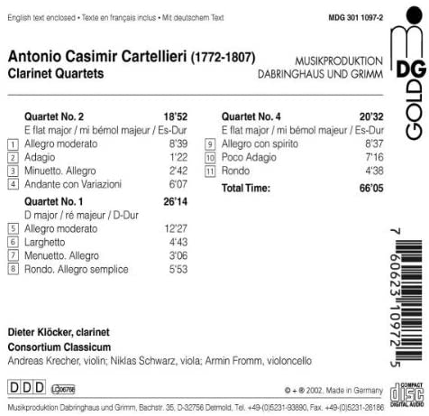 Cartellieri: Clarinet Quartets - slide-1