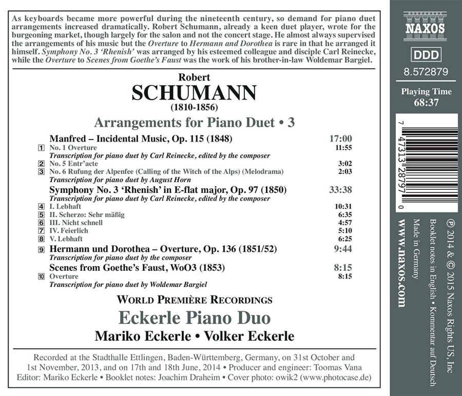 Schumann: Arrangements for Piano Duet Vol. 3 - Symphony No. 3 ‘Rhenish’ Overtures - slide-1