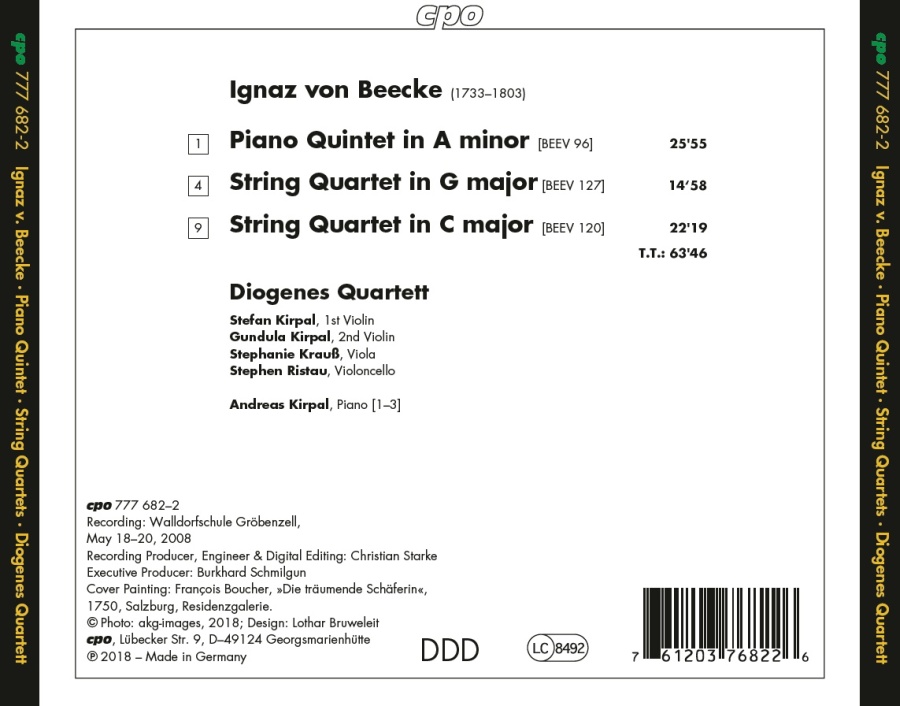 Beecke: Two String Quartets; Piano Quintet - slide-1