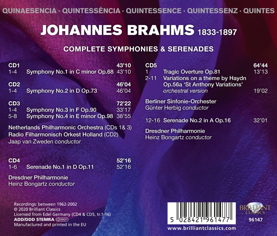 Quintessence Brahms: Complete Symphonies & Serenades - slide-1