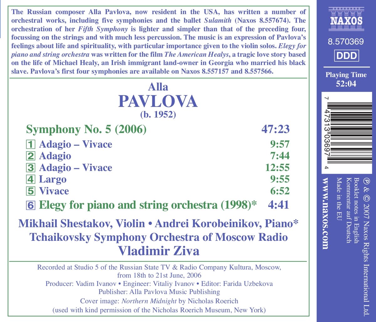 PAVLOVA: Symphony No. 5, Elegy - slide-1