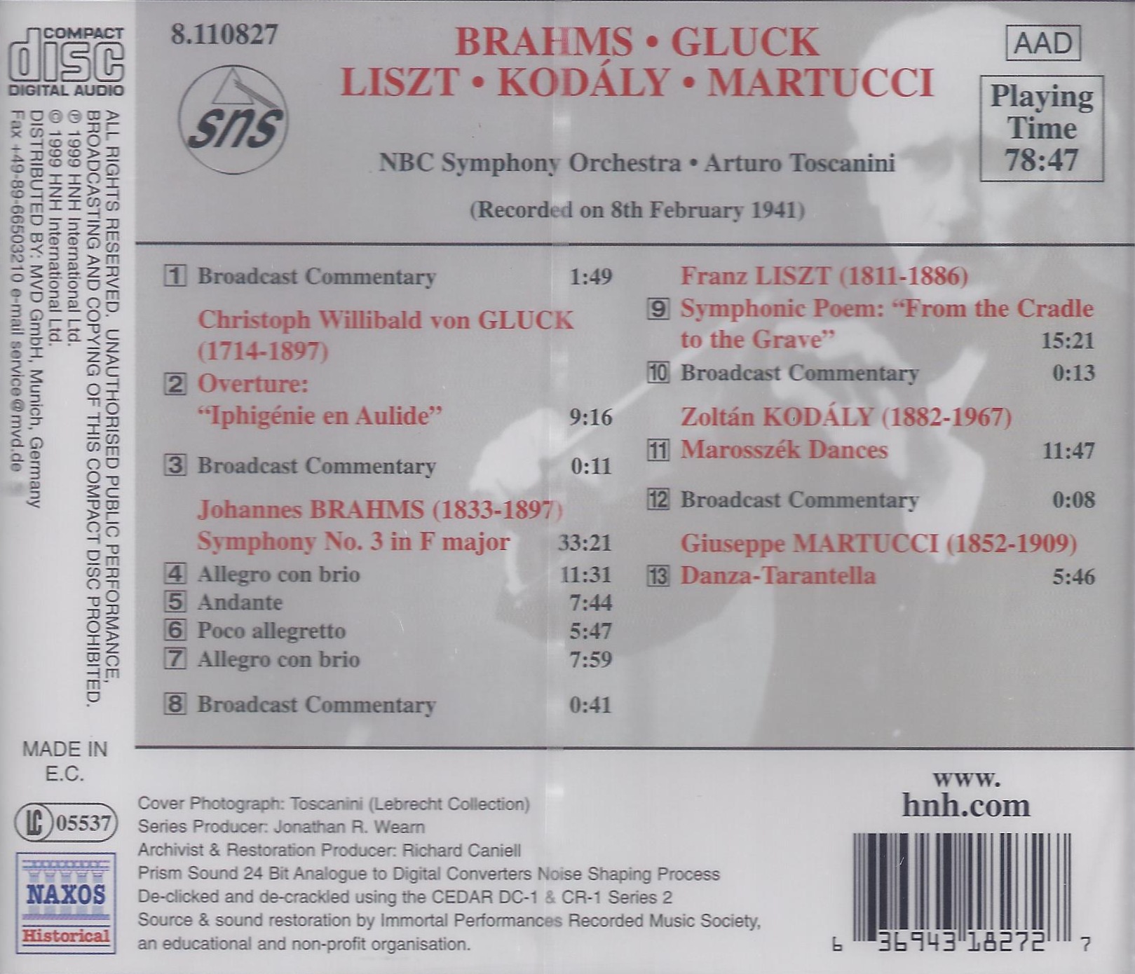 Brahms/Gluck/Kodály/Matucci: Orchestral Works - slide-1