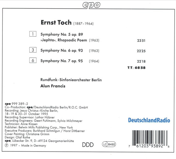 TOCH: Symphonies nos. 5 - 7 - slide-1