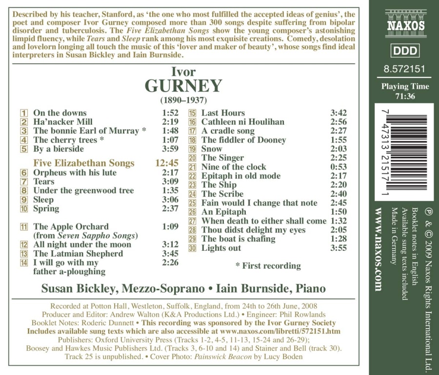 GURNEY: Songs (English Song Series Vol. 19) - slide-1