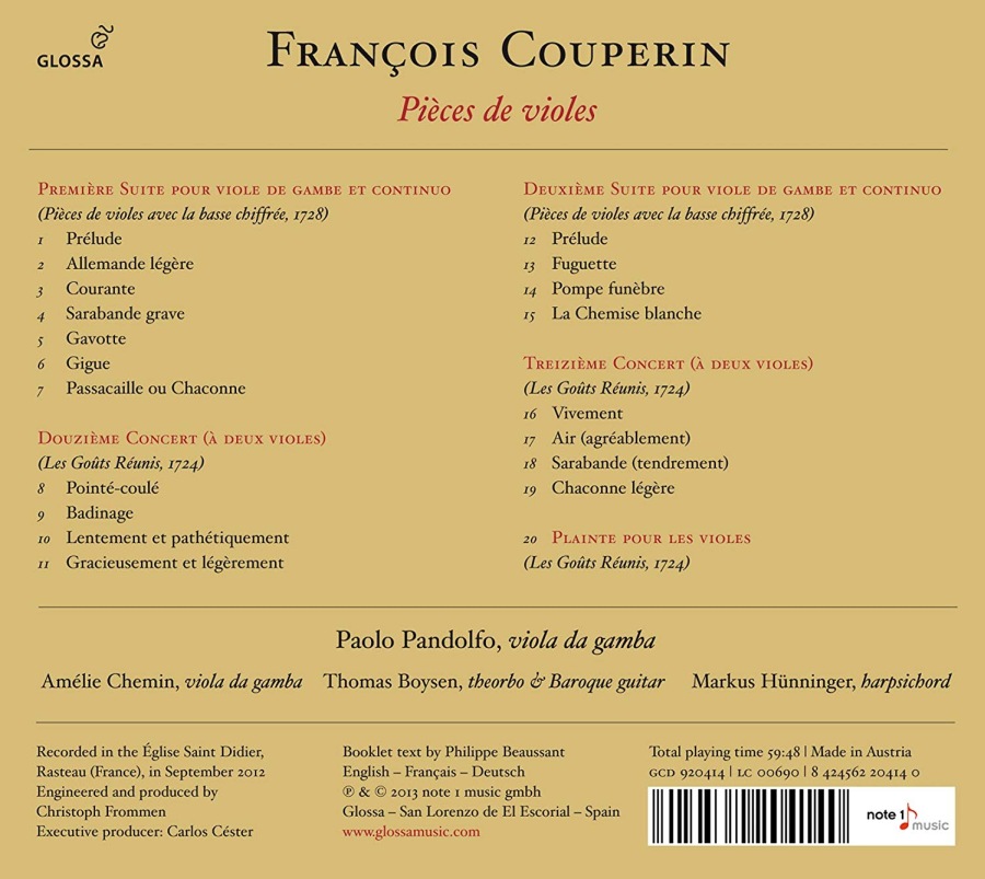 Francois Couperin: Pieces de violes - slide-1