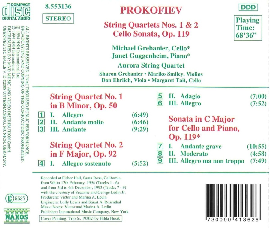 PROKOFIEV: String Quartets Nos. 1 and 2, Cello Sonata - slide-1