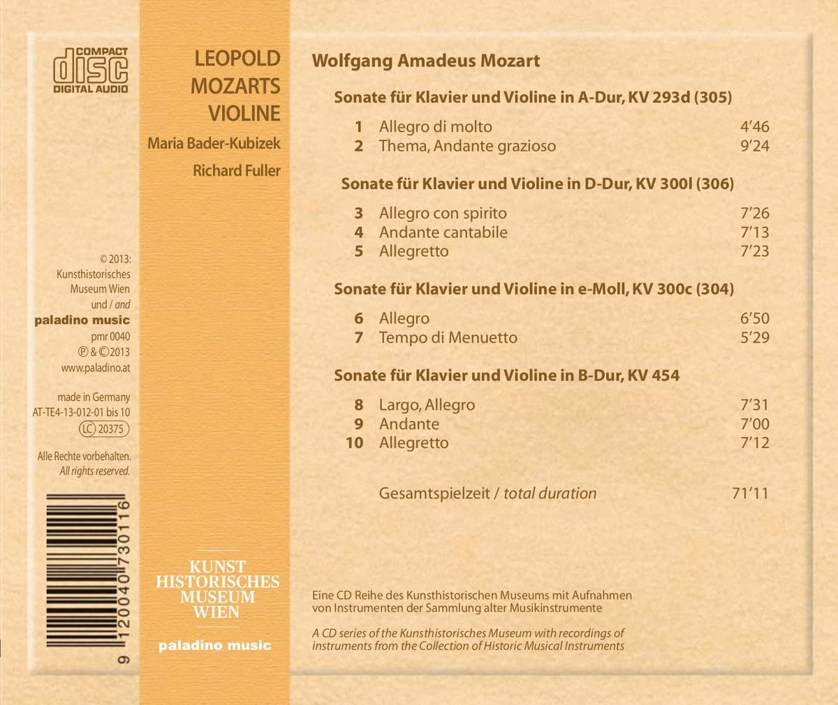 Leopold Mozarts Violine - W.A.Mozart: Sonaten für Klavier und Violine - slide-1