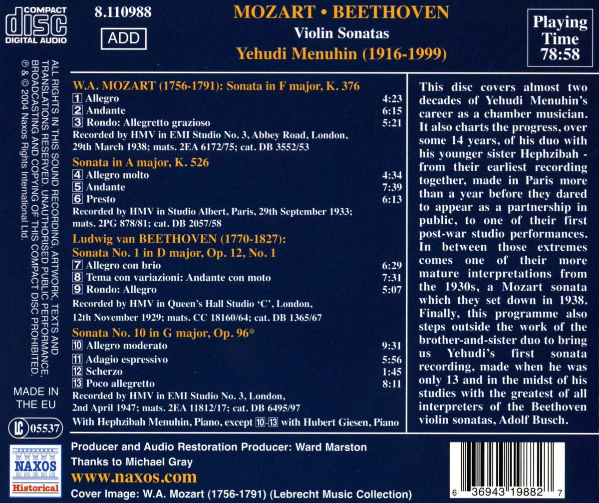 MOZART / BRAHMS: Violin Sonatas - slide-1