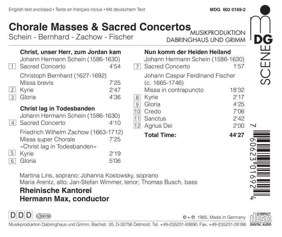 Schein; Fischer; Zachow; Bernhard: Chorale Masses and Sacred Concertos - slide-1