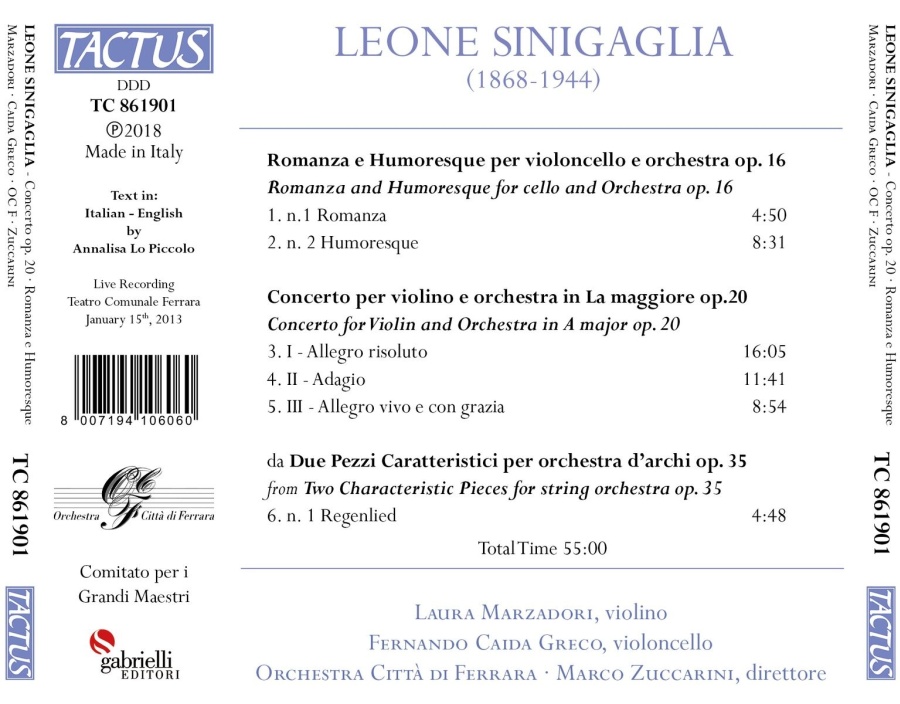 Sinigaglia: Romanza and Humoresque; Violin Concerto - slide-1