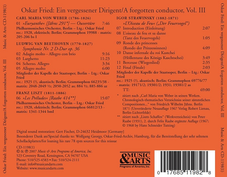 Oskar Fried - A forgotten conductor vol. III - slide-1