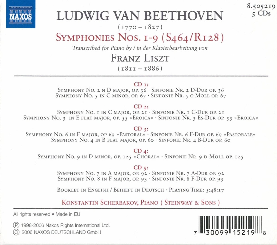 Liszt: Beethoven Symphonies Nos. 1-9 (Transcriptions) - slide-1
