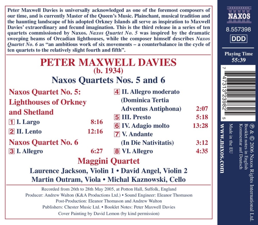 DAVIES: Naxos Quartets Nos. 5 and 6 - slide-1