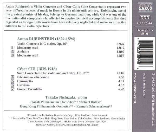 RUBINSTEIN: Violin Concerto / CUI: Suite Concertante - slide-1