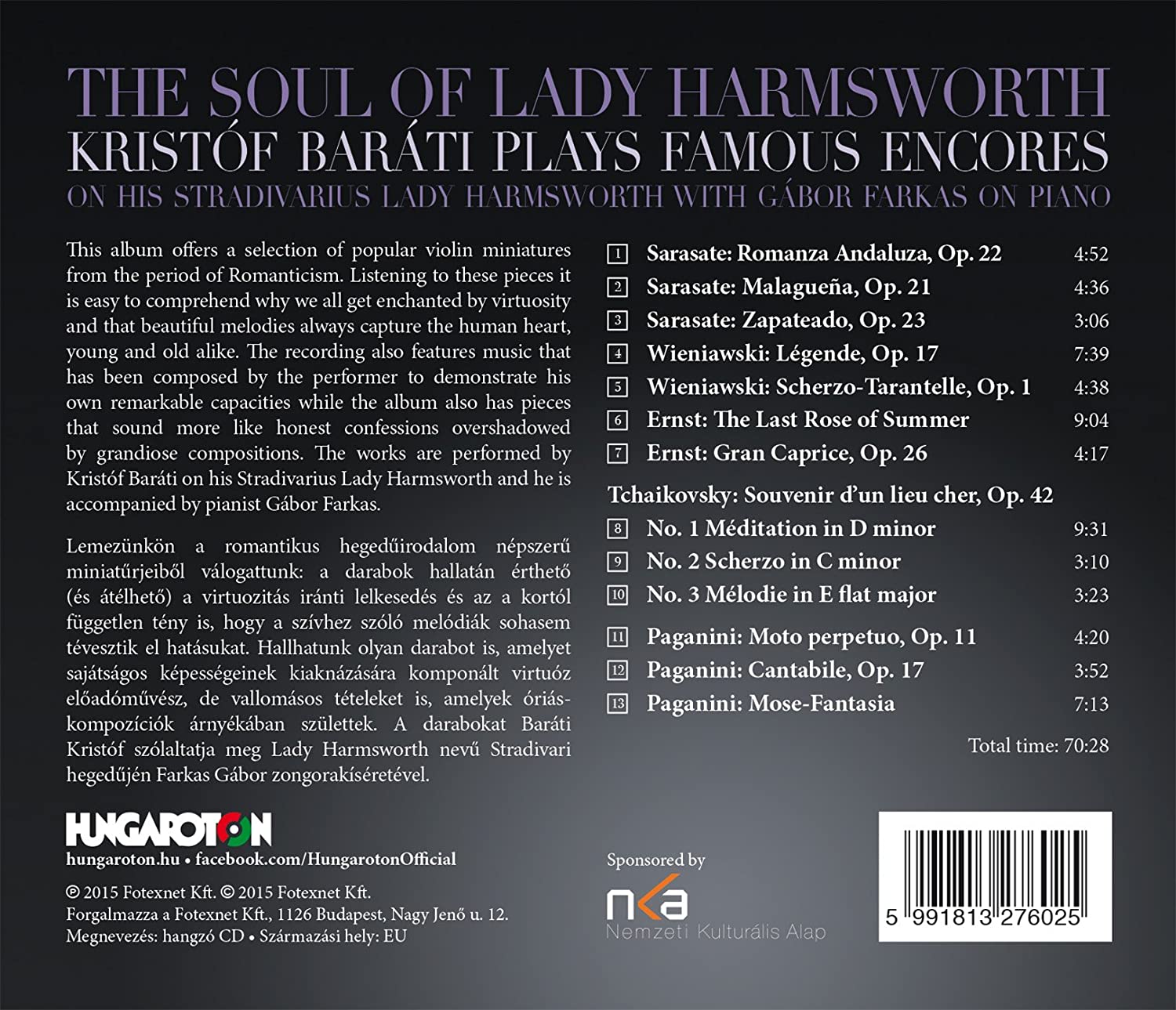 The Soul of Lady Harmsworth – Sarasate, Wieniawski, Ernst, Tchaikovsky, Paganini - slide-1