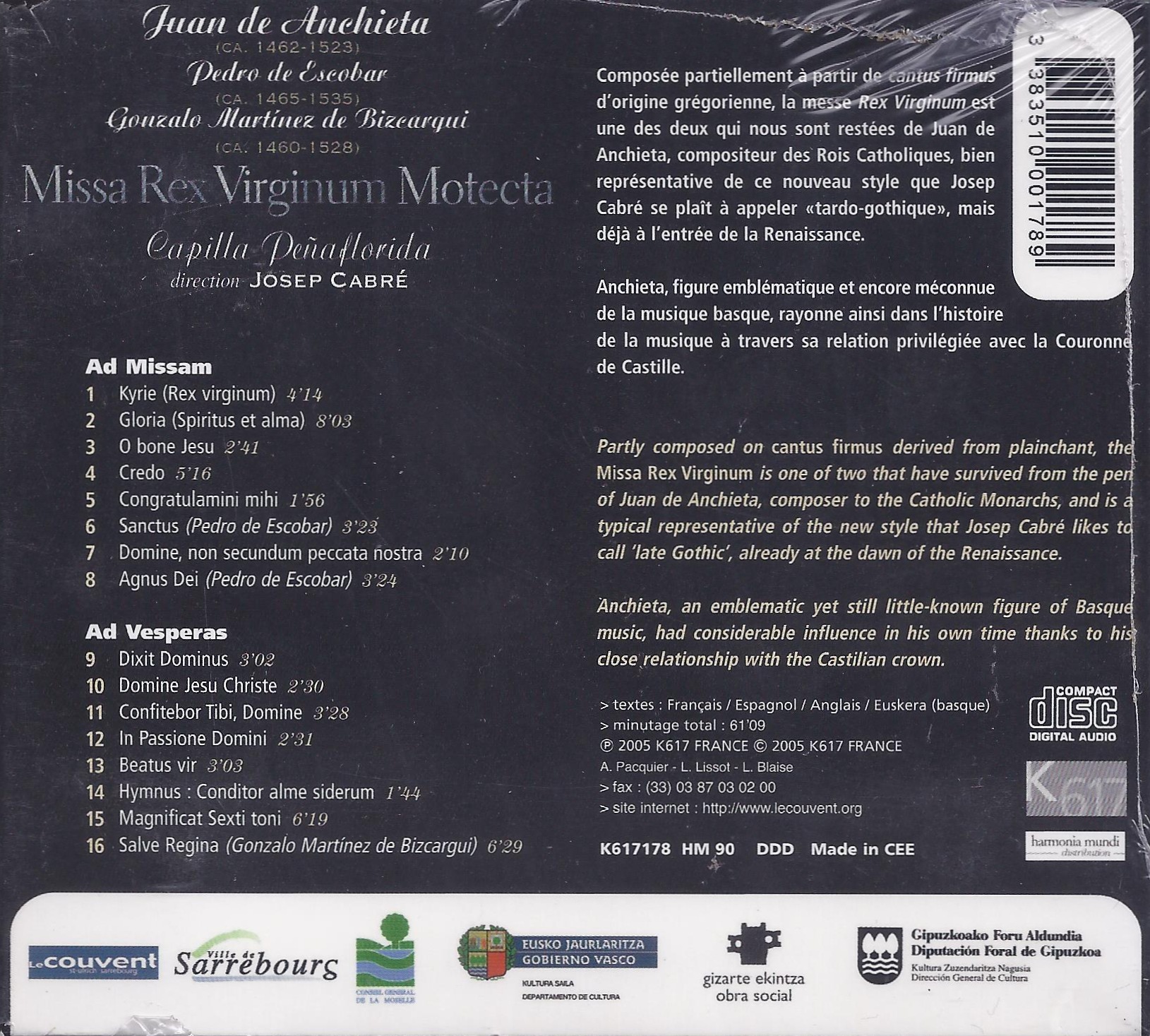 Anchieta: Missa Rex Virginum Motecta - slide-1