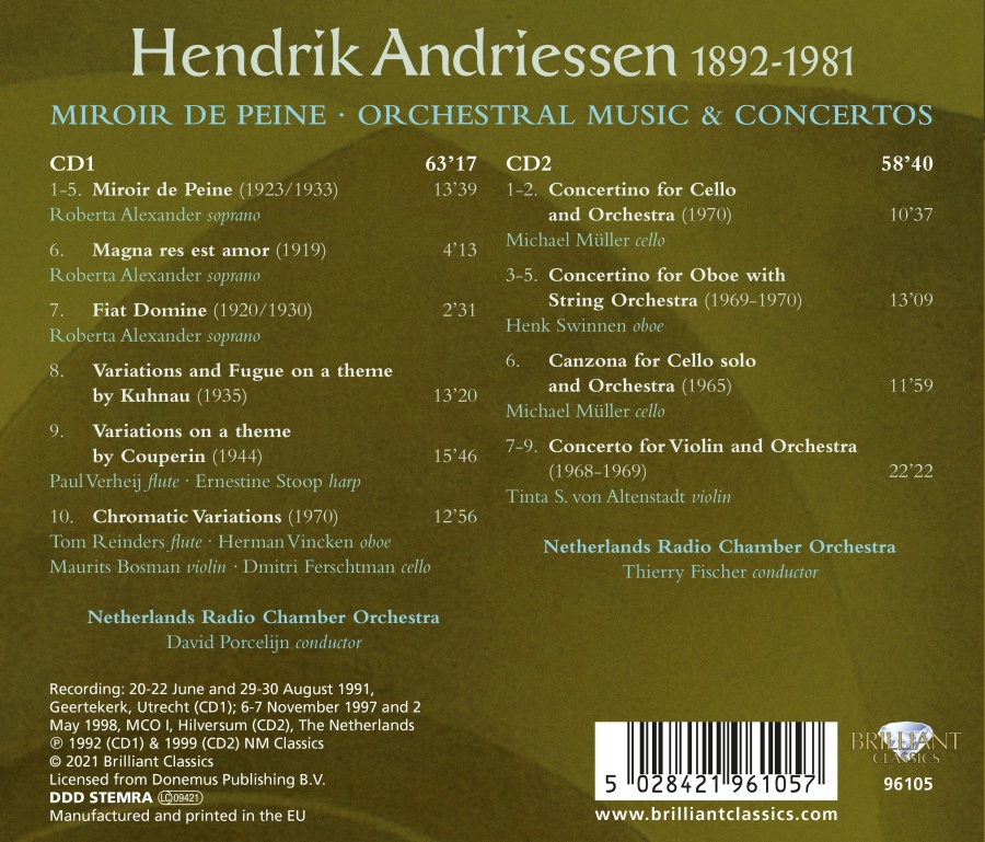 Andriessen: Miroir de Peine - Orchestral Music & Concertos - slide-1