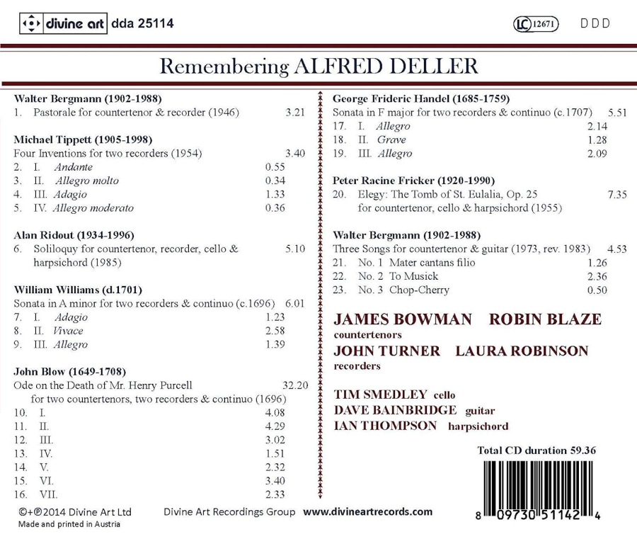 Remembering Alfred Deller – Tiptett, Williams, Blow, Handel … - slide-1