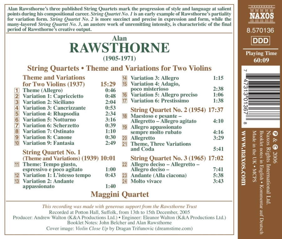 Rawsthorne: String Quartets Nos. 1-3 - slide-1